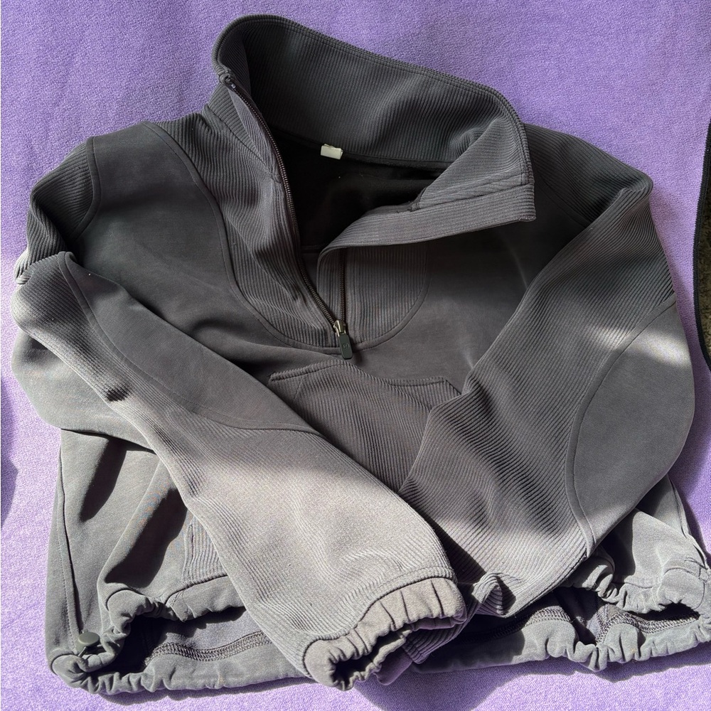 Lululemon Brushed Softstreme Ribbed Half Zip Black excellent condition